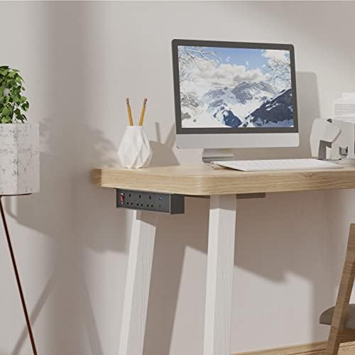 Desk Power Socket with USB C, Dinolink Aluminum Alloy 3M Extension Lead with 3 UK Plug, Switched Desk Power Strip for Home Office Standing Desk, Black