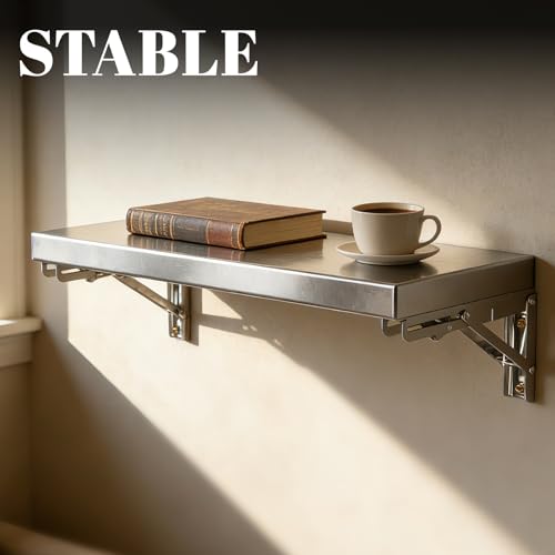 Étagère murale robuste haute capacité de charge inox pour cuisine