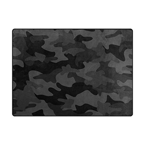 Alaza Dark Black Camo Camouflage Abstract Geometric Area Soft Non Slip Floor Mat Washable Carpet For Bedroom Living Room 1 Piece 5X7 Feet #TOP2