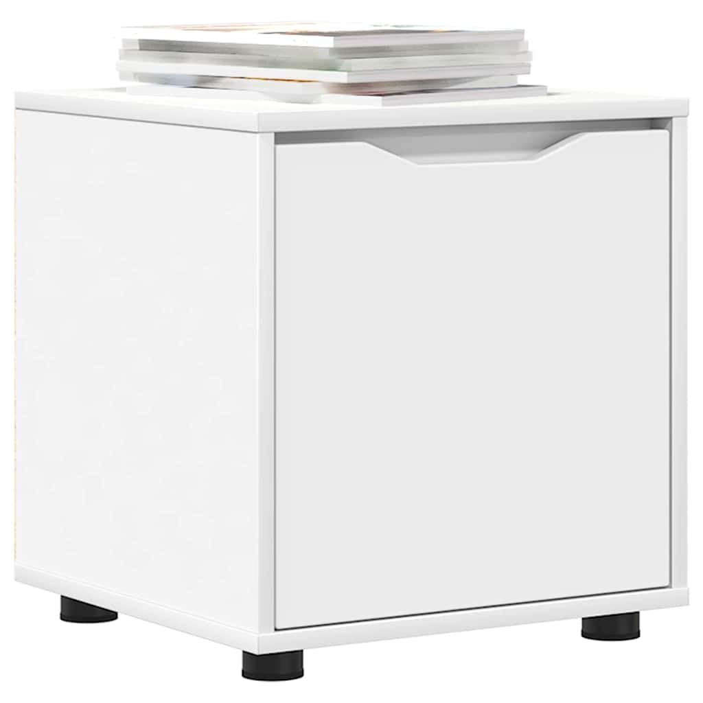 Badezimmerschrank Weiß, 40,5 x 40 x 44 cm Badschrank aus Holzwerkstoff mit Schublade und Fach, moderner Unterschrank für Kosmetik und Handtücher, minimalistisches Design