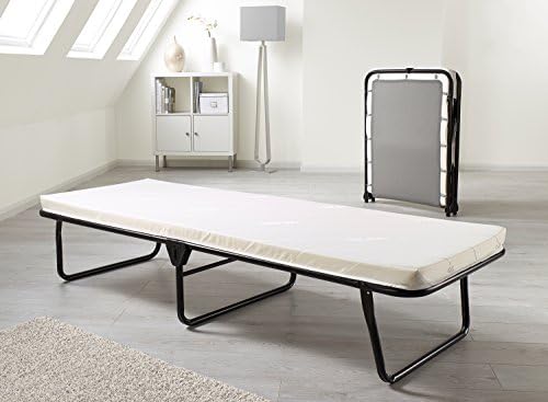 JAY-BE Portable Folding Bed with Comfort Rebound e-Fibre Mattress, Fabric, Black, Lightweight