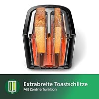 Philips Toaster – 2 Toastschlitze, 7 Stufen, Brötchenaufsatz, Auftaufunktion, Abschaltautomatik, Liftfunktion, schwarz (HD2637/90) – Ansicht 5