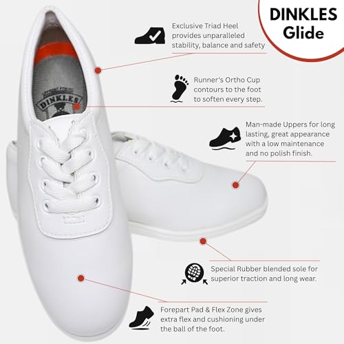 Dinkles Men's Glide Marching Band Shoes, Comfortable, Medium Width, White2