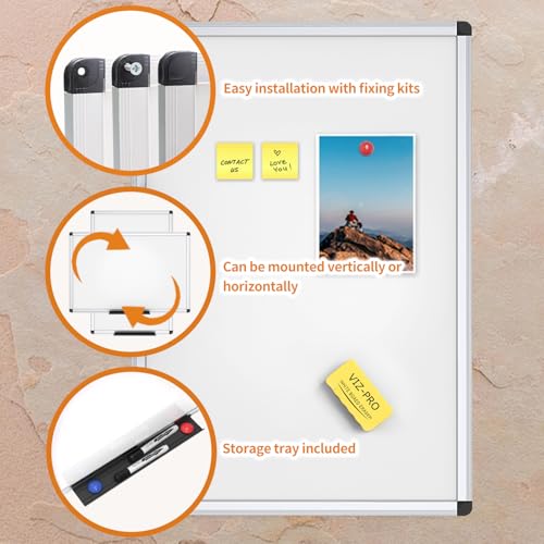 VIZ-PRO Magnetic Whiteboard/Dry Erase Board, 36 X 24 Inches, Includes 1 Eraser & 2 Markers & 4 Magnets image 5