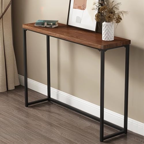 ブラックコンソールテーブル - 39.3インチの細長い木製ソファテーブル(金属フレーム付き)、現代的な玄関・廊下用テーブル、ソファや玄関ホールの家具の後ろに最適