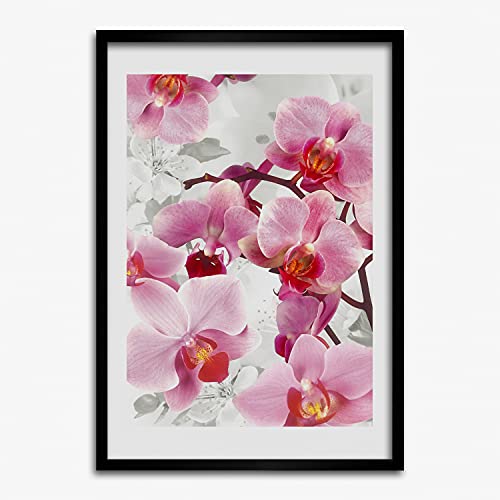 Cadre moderne de haute qualité Tulup 50x70 cm arborant une peinture d'orchidée rose