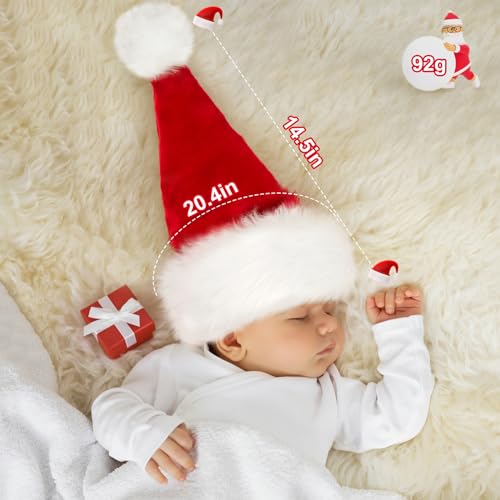 TLarder Santa Hats for Adults: Christmas Hats Adult Luxury Velvet Holiday Hat - Image 3