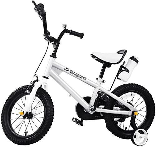 Muguang 14" Kids Bicycles With Training Wheels Freestyle Bmx Bicycle 14 Inch Children's Bicycle For Age 3-5 Years Boys Girls With Cup Holder (White) #TOP25