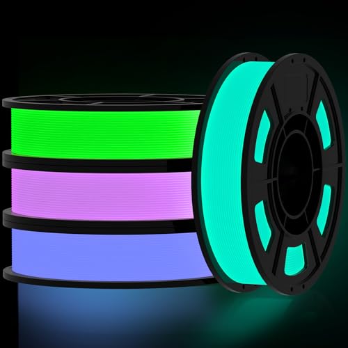 Image of Glow in Drak PLA Filament 1.75mm Luminous 3D Printer Filament Bundle, 250gx4 Value Pack Filament, Fit Most FDM 3D Printers (Green&Teal&Purple&Rose Red)