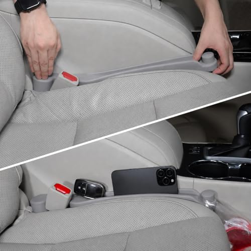 Image of Car Seat Gap Filler Set of 2, 3IN1 Seat Side Gap Filler Plug with Storage Slot & Hook Function, Soft Foam Universal Fit Car SUV Truck Fill Gap Between Seats Console Organizer（Narrow Light Gray ）