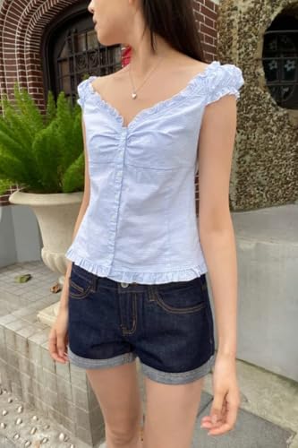 Image of Fairy Grunge Y2k Shirts Vintage Crop Tops Short Sleeve Girls Slim Fit Tees