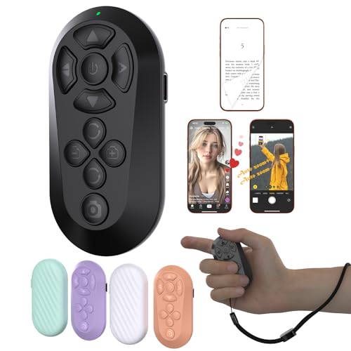 ZOZVO Wireless Remote Controller for iOS/Android Bluetooth Remote Control for TikTok Scrolling/Camera/Video Recording/Kindle App (Black)