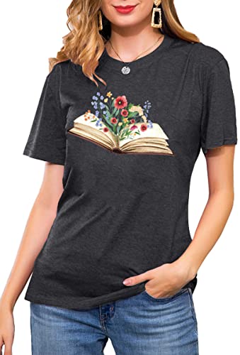 Image of Books Shirts for Women Reading T-Shirt Book Lover Tops Funny Readers Gifts Clothes Casual Librarian Tees
