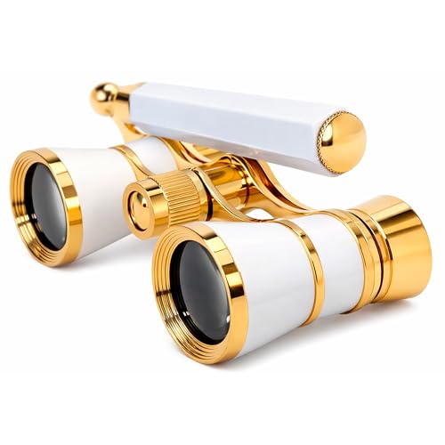 Binoculares HQRP 3 x 25 con Mango Retráctil Blanco Dorado miniatura 1