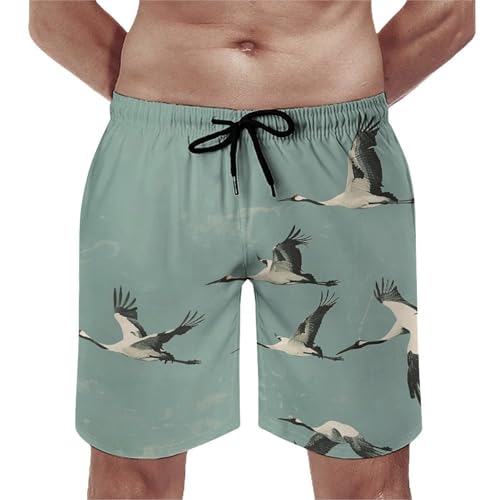 Men's Swim Trunks Quick Dry Board Shorts with Pockets Beach Shorts A Flock of Birds Bathing Suits for Men