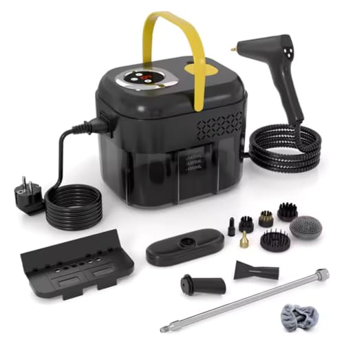 GBUGRYZ Limpiador A Vapor, Vaporizador Portátil para Limpieza con Accesorios, Ajustable En 6 Niveles Y Calentamiento En 15S, Azulejos, Suciedad, Lechada, Grasa, Detallado De Automóviles,Amarillo