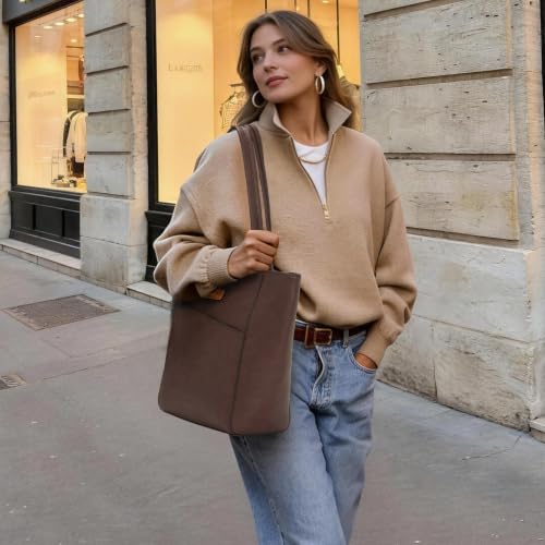Image of Tote Bag for Women,Large Capacity Straw&Vegan Leather Tote Purses for Women,Shoulder Bags For Daily Travel Work Beach