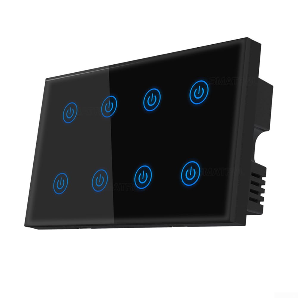 Interruptor WiFi táctil negro para apagar las luces del salón con Alexa desde el sofá