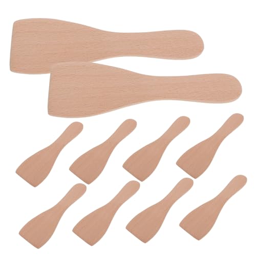 MAGICLULU 10 pièces Lot de Spatules Plates de Hêtre pour Cuisson Ustensiles Compacts Ergonomiques Raclette et Cuisson Au Poêle Faciles à Nettoyer Manier