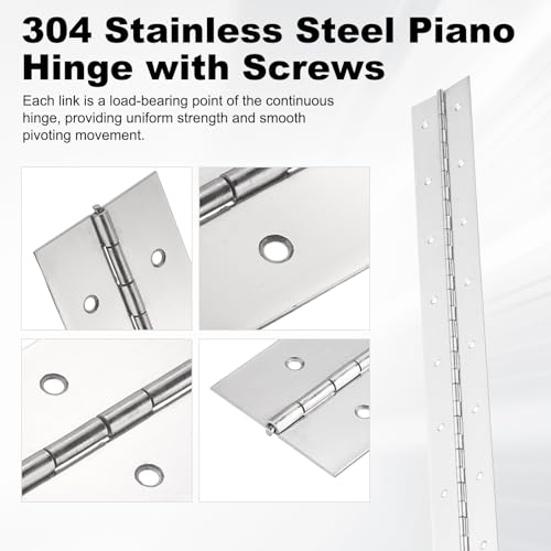 PATIKIL Heavy Duty Piano Hinge 600 x 50.8mm / 24 x 2 Inch, 1 Pack 304 Stainless Steel Continuous Hinge for Piano, Cabinet Door, Wooden Box, Folding Table, Silver by PATIKIL - Image 4