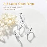 SILVERCUTE Initial Ring S925 Stamped Alphabet A-Z Stacking Ring Sterling Silver Sideways Statement Rings for Women Men, Adjustable Size #6-#12 Letter Name Ring with Gift Box - Image 3