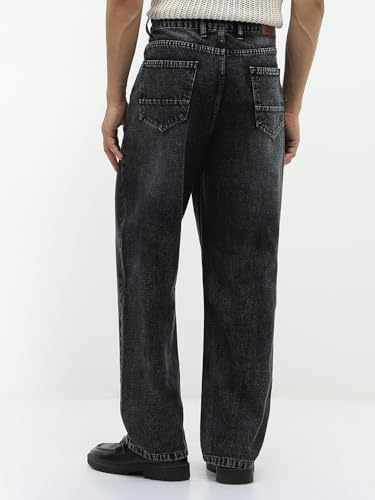 Image of Urbano Fashion Men's Loose Baggy Fit Heavy Washed Jeans Non-Stretchable