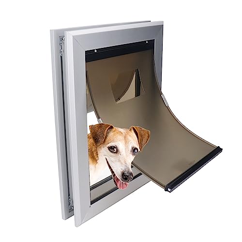Puerta para Mascotas, Dirección Controlable Profesional, Solapa de Seguridad con Cerradura para Mascotas, Marco de Aluminio Resistente a la Intemperie, Puerta para Perros o (Azul)