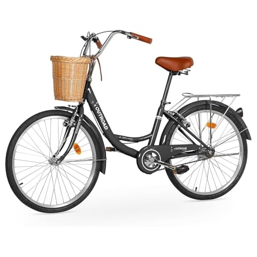 Outroad Beach Cruiser Bike, 26 inch Commuter Bicycle for Adult and Women,High-Carbon Steel Comfortable City Bikes with Rear Rack or Basket, Black