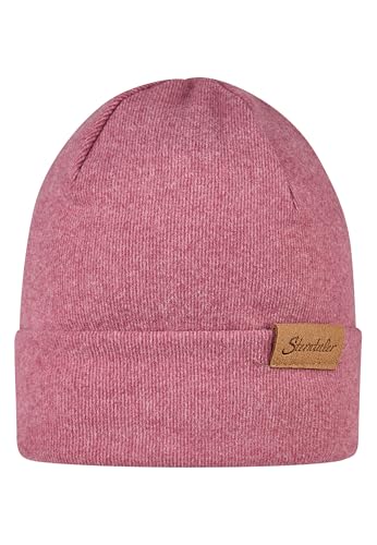 Sterntaler Beanie aus feiner Strickware - Zeitlose Unisex Mütze mit Umschlag - Verschiedene Tragevarianten - bequem und elastisch - beerenrosa, Größe 51