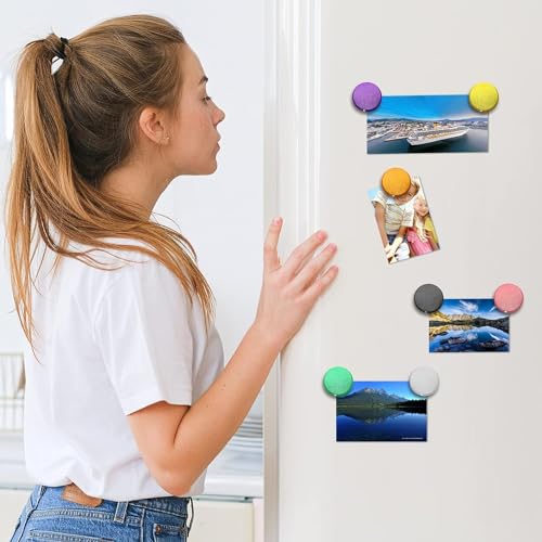 Qualsen Fridge Magnets - Strong Mini Round Magnets for Refrigerator, Whiteboard, Locker (20Pcs - Black+White) - Thumbnail 5