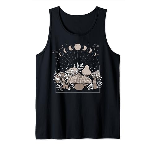 Lunar Moon Phases Cottagecore Mushroom Dark Academia Camiseta sin Mangas