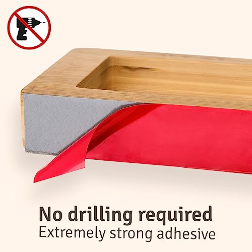 Praknu Kitchen Roll Holder Under Cabinet - FSC® Bamboo Paper Towel Holder - Self-Adhesive, Strong Hold & Easy Assembly - Fits Standard & XXL Rolls - Image 3