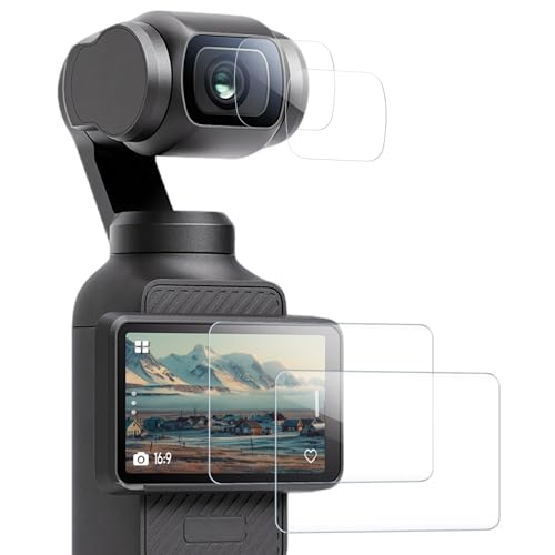 Desenda 2 PCS Lens Protectors + 2 PCS Screen Protectors for DJI Osmo Pocket 3 Ultra HD 9H Tempered Glass Sensitive Touch DJI Osmo Pocket 3 Screen Protector Anti-Scrach Anti-Bubble