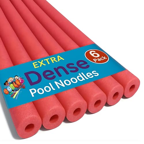 Oodles of Noodles Deluxe Foam Pool Noodles - Pack of 6 - approx. 48 inch x 2.5 inch Hollow Core Foam Tube | Extra Dense, Durable, Buoyant Swim Noodles for Pool, Beach, Crafts, DIY Projects, Insulation