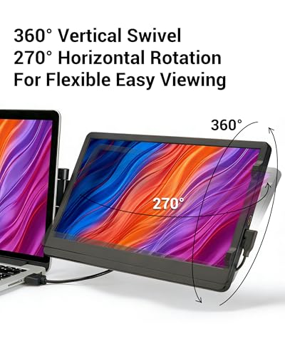 Image of Laptop Screen Extender, 11.6 inch HD Dual Screen Monitor for Laptop Portable | 360 Rotation, Adjustable Stand, 1.2lbs Ultra-Slim Lightweight,Plug & Play, Mini HDMI /USB Type-C, Windows /Mac /Android