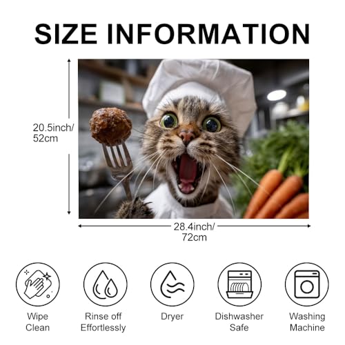 Image of Funny Cat Chef Stove Top Covers for Electric Stove, 28.4x20.5 in