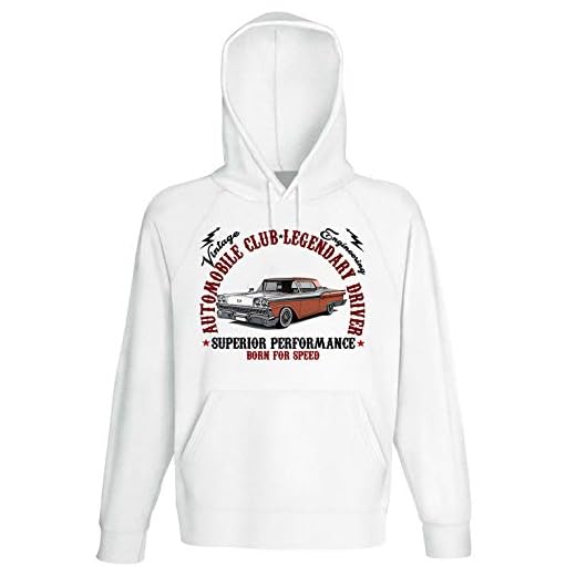 TEESANDENGINES Ford Fairlane 500 Galaxie skyliner 1959 bil klubb vit huvtröja