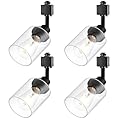 Wanluce 4 Pack H Track Lighting Heads Black Ceiling Track Lighting Fixtures with Clear Glass Shades, H Type Track Lighting Replacement Heads, Modern Spotlight for Accent Retail Kitchen Island Lighting