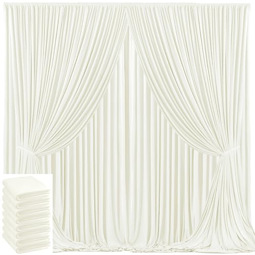 Image of 40x10ft Ivory Backdrop Curtain for Wedding Parties Wrinkle Free Fabric Ivory Drapes Backdrop Decoration for Baby Shower Birthday Photography Decoration 8 Panels, 5ft x 10ft