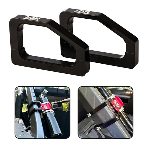 H3R Performance Roll Bar Fire Extinguisher Mount Holder for Ford Bronco, Billet Aluminum, for four-door models, attaches to the rear roll cage