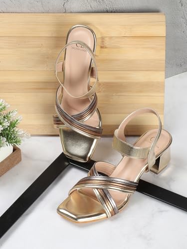 Image of Carlton London Women Stylish Fashion Embellished Sandals for Outdoor, Party, Wedding and Holidays with Block Heels