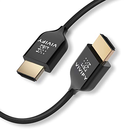 VIVIFY Fiber Optics Ultra Slim HDMI Certified Extra Long Cable 25 ft 4K 60Hz HDMI 2.0 UL1 VW1 Xenos W30 Compatible with Apple TV Nintendo Switch PS4 PS5 Xbox seriesX TV Sound bar MacBook Pro