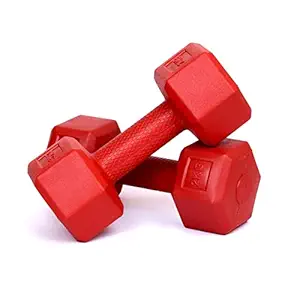 FitBox Sports Hex Dumbbells Set, Exercise and Fitness Training Kit for Home Gym – RED at Rs. 119