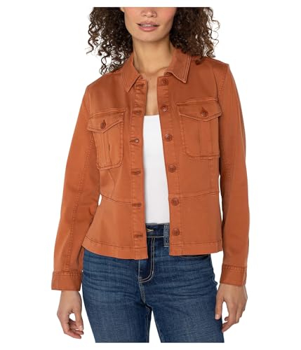 Liverpool Los Angeles Women's Soft Touch Twill Peplum Hem Trucker Jacket