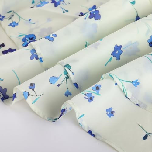 Women's Floral Maxi Skirts High Waist Summer Boho Flowy Ruffle Long Skirt with Pockets Blue Blooms S — view 5