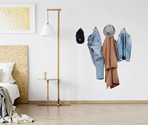 Bgheouyv 6 Pack Wood Wall Hooks, Coat Hooks Wall Mounted Hooks For Hanging, 6 Hat Hooks With 6 Screws, Wooden Wall Hooks For Hanging Hat, Coat, Towels, Bags, Keys, Clothes (Beech Wood) #TOP6