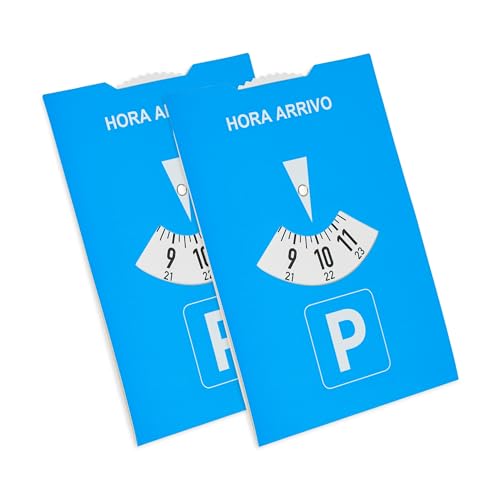 Your Day Mate Disco de Aparcamiento, 2 Piezas, en Azul, de Papel, Ajustable por Las Dos Caras, parquímetro con Hora ARRIVO, para Coche, camión, Autocaravana, Parking Disc Blue, Discos de Aparcamiento