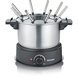 fondue severin fo 2400 con termostato variable  Severin FO2473 - Fondue electrico de 8 personas con caquelón de acero inoxidable extraíble. Incluye: protección antiproyecciones y 8 tenedores