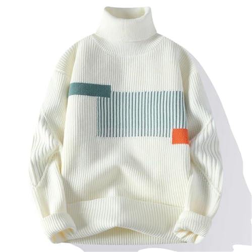 Men's Patchwork Turtleneck Sweater Knit Pullover Long Sleeve Korean Style Comfortable Warm Casual Loose Fit2