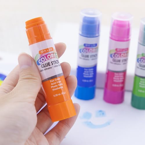 BAZIC Washable Colored Glue Stick 8g/0.28 Oz, All Purpose Acid Glue Sticks for Kids Photos Paper Kids at School Home Office (4/Pack), 1-Pack